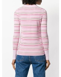 Maglione girocollo a righe orizzontali rosa di Kenzo
