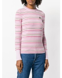 Maglione girocollo a righe orizzontali rosa di Kenzo