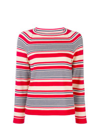 Maglione girocollo a righe orizzontali rosso e bianco di A.P.C.