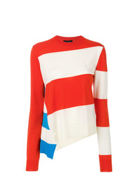 Maglione girocollo a righe orizzontali rosso e bianco di Calvin Klein 205W39nyc