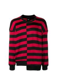 Maglione girocollo a righe orizzontali rosso e nero di D.GNAK