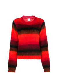 Maglione girocollo a righe orizzontali rosso e nero di Dondup