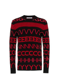 Maglione girocollo a righe orizzontali rosso e nero di Givenchy