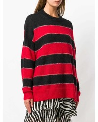 Maglione girocollo a righe orizzontali rosso e nero di Isabel Marant Etoile