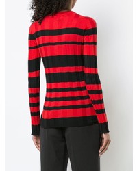 Maglione girocollo a righe orizzontali rosso e nero di Derek Lam