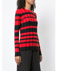 Maglione girocollo a righe orizzontali rosso e nero di Derek Lam
