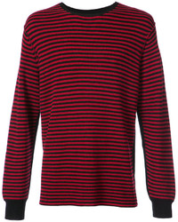 Maglione girocollo a righe orizzontali rosso e nero di Ovadia & Sons
