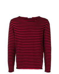 Maglione girocollo a righe orizzontali rosso e nero di Societe Anonyme