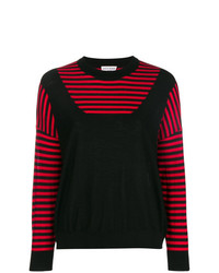 Maglione girocollo a righe orizzontali rosso e nero di Sonia Rykiel