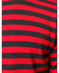Maglione girocollo a righe orizzontali rosso e nero di Marc Jacobs
