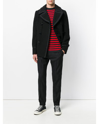 Maglione girocollo a righe orizzontali rosso e nero di Marc Jacobs
