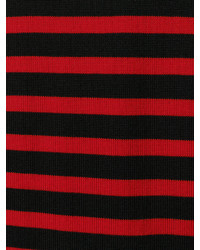 Maglione girocollo a righe orizzontali rosso e nero di Saint Laurent