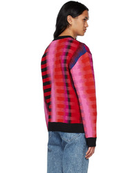 Maglione girocollo a righe orizzontali rosso di AGR