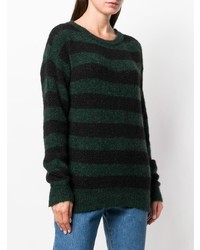 Maglione girocollo a righe orizzontali verde scuro di Chiara Bertani