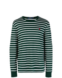 Maglione girocollo a righe orizzontali verde scuro di Polo Ralph Lauren
