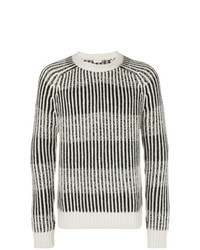 Maglione girocollo a righe verticali grigio