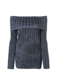 Maglione girocollo a righe verticali grigio scuro