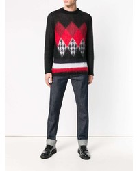 Maglione girocollo a rombi nero di Hilfiger Collection