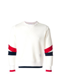 Maglione girocollo bianco e rosso e blu scuro di Thom Browne