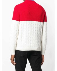 Maglione girocollo bianco e rosso di BOSS HUGO BOSS