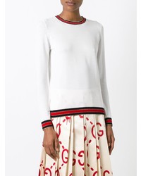Maglione girocollo bianco e rosso di Gucci