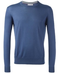Maglione girocollo blu di Brunello Cucinelli