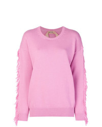 Maglione girocollo con frange rosa di N°21