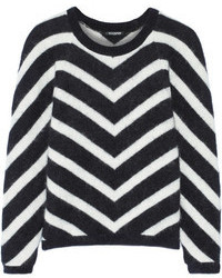 Maglione girocollo con motivo a zigzag bianco e nero
