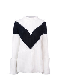 Maglione girocollo con motivo a zigzag bianco e nero di Derek Lam