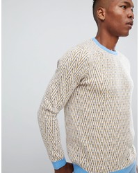 Maglione girocollo con motivo a zigzag bianco