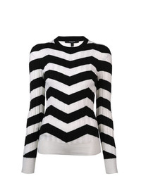 Maglione girocollo con motivo a zigzag nero e bianco di Derek Lam
