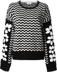 Maglione girocollo con motivo a zigzag nero e bianco di Issa