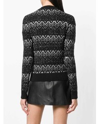 Maglione girocollo con motivo a zigzag nero e bianco di Saint Laurent