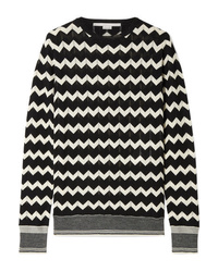 Maglione girocollo con motivo a zigzag nero e bianco di Stella McCartney