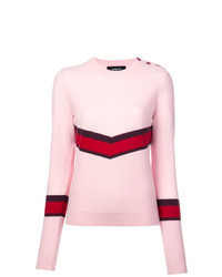 Maglione girocollo con motivo a zigzag rosa