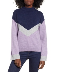 Maglione girocollo con motivo a zigzag viola chiaro
