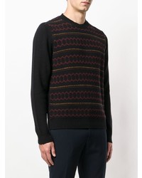 Maglione girocollo con motivo fair isle nero di Prada