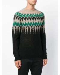 Maglione girocollo con motivo fair isle nero di Laneus