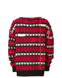 Maglione girocollo con motivo fair isle rosso di Calvin Klein 205W39nyc