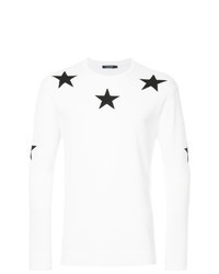 Maglione girocollo con stelle bianco