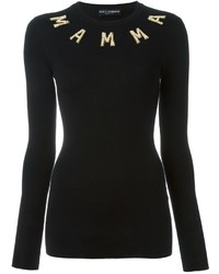 Maglione girocollo decorato nero di Dolce & Gabbana
