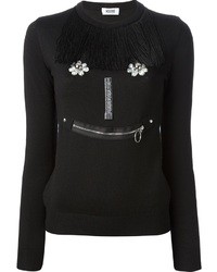 Maglione girocollo decorato nero di Moschino Cheap & Chic