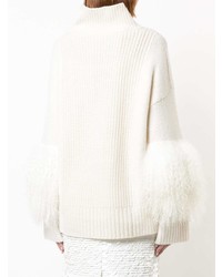 Maglione girocollo di pelliccia bianco di Sally Lapointe