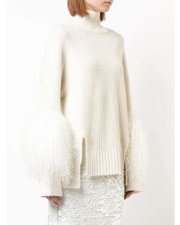 Maglione girocollo di pelliccia bianco di Sally Lapointe