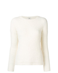Maglione girocollo di pelliccia bianco di Peserico