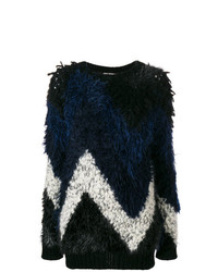 Maglione girocollo di pelliccia nero di Junya Watanabe