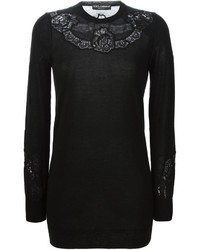 Maglione girocollo di pizzo nero di Dolce & Gabbana