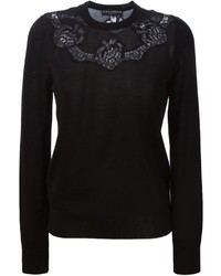 Maglione girocollo di pizzo nero di Dolce & Gabbana