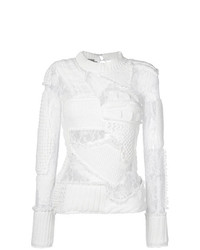 Maglione girocollo di pizzo patchwork bianco di Preen by Thornton Bregazzi