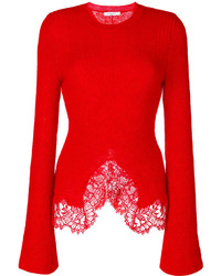 Maglione girocollo di pizzo rosso di Givenchy